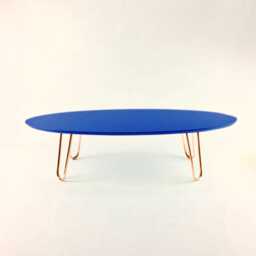 Green Oval Coffee Table With Pronged Copper Hairpin Legs - thumbnail 2