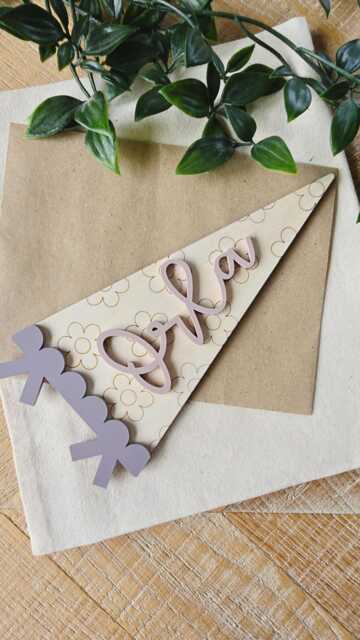 Personalized Floral Name Pennant - Custom Wood & Acrylic Nursery Decor - image 1