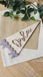 Personalized Floral Name Pennant - Custom Wood & Acrylic Nursery Decor - thumbnail 1