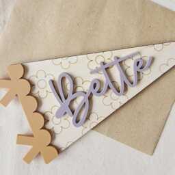Personalized Floral Name Pennant - Custom Wood & Acrylic Nursery Decor - thumbnail 3