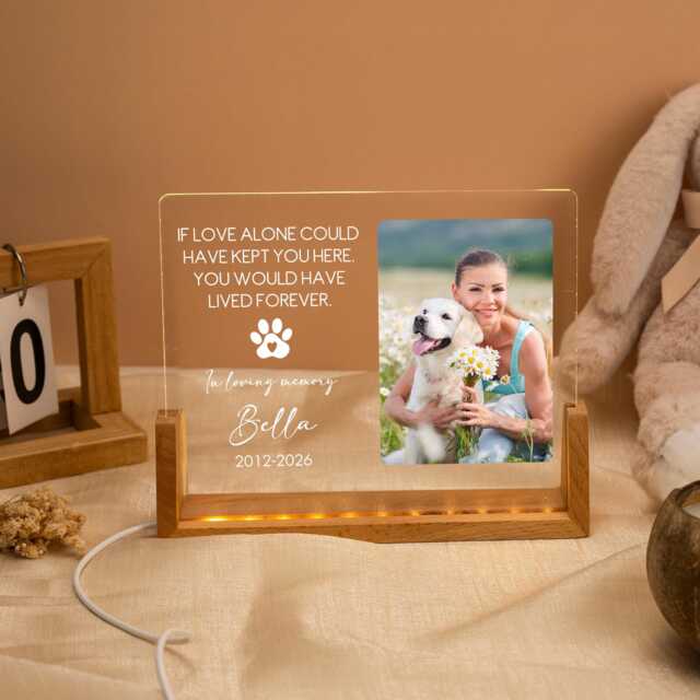 Personalized Pet Memorial Led Night Light, Custom Photo Lover Dog Keepsake Sign, Loss Light Up Of Cat - image 1