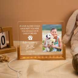Personalized Pet Memorial Led Night Light, Custom Photo Lover Dog Keepsake Sign, Loss Light Up Of Cat