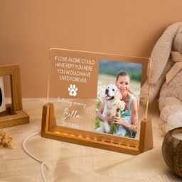 Personalized Pet Memorial Led Night Light, Custom Photo Lover Dog Keepsake Sign, Loss Light Up Of Cat - thumbnail 3