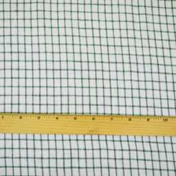 Green Grid Irish Linen Cafe Curtain Vintage Windowpane Tier - thumbnail 3