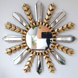 Peruvian Love Wheat Mirror 50 cm Handmade Wall Decor - Carved Wood Round Artistic Statement For Living Room Bathroom