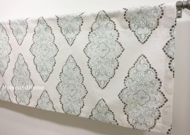 Cafe Curtains. Valance Monroe Snowy Blue Spa Curtain Topper Window Treatment Kitchen Valance Designer - image 1