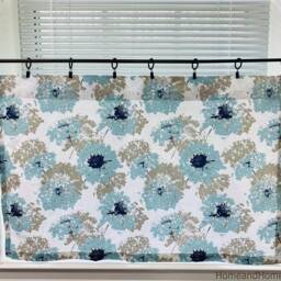 Cafe Curtains. Valance Monroe Snowy Blue Spa Curtain Topper Window Treatment Kitchen Valance Designer - thumbnail 3