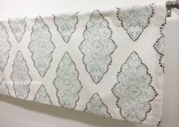 Cafe Curtains. Valance Monroe Snowy Blue Spa Curtain Topper Window Treatment Kitchen Valance Designer - thumbnail 1
