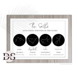Personalised Family Zodiac Constellation Print, Star Map Astrology Gift - thumbnail 3