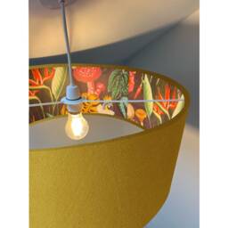 Mustard Velvet Wonderland Drum Lampshade, Double Sided Lampshade With Paper On Interior, Ceiling Light Shade - thumbnail 2