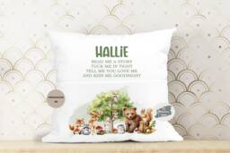 Personalised Woodland Animals Book Cushion, Kids Storytime Pillow - thumbnail 1