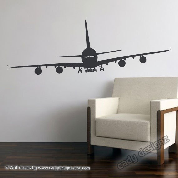 Airplane Vinyl Wall Decal - Aviation Nursery Decor - 48In - image 1