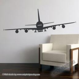 Airplane Vinyl Wall Decal - Aviation Nursery Decor - 48In - thumbnail 1