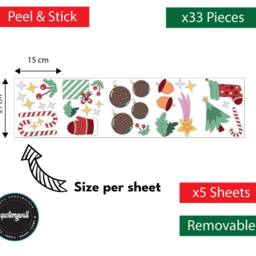 Hand Drawn Christmas Illustration Window Stickers Decals For Kids Home Wall Art Xmas Removable - thumbnail 2