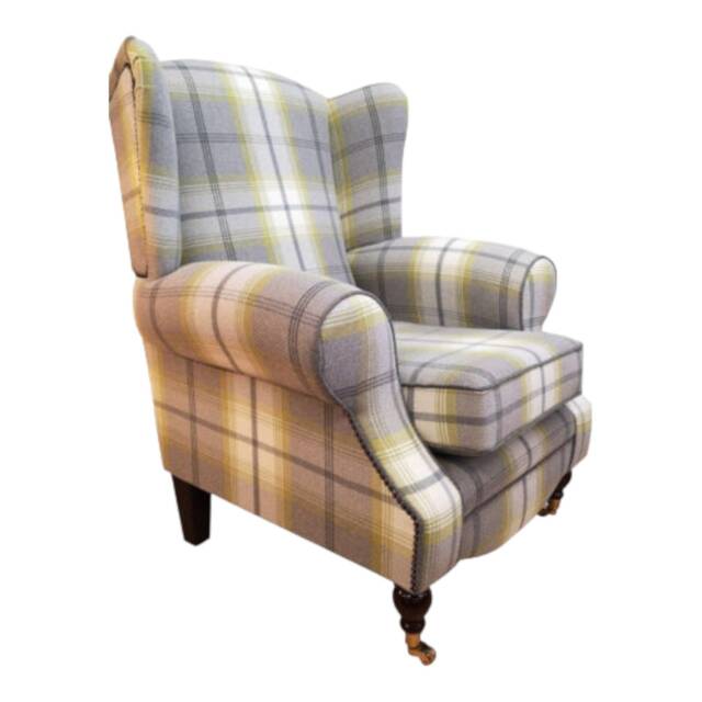 Wing Back Cottage Fireside Chair Balmoral Citrus/Grey - image 1