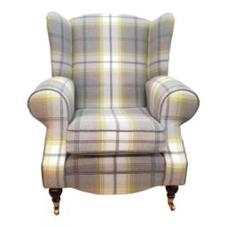 Wing Back Cottage Fireside Chair Balmoral Citrus/Grey - thumbnail 3