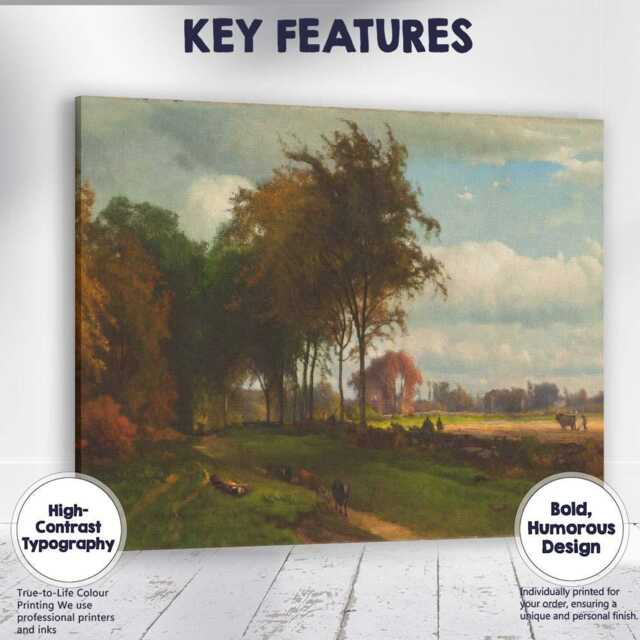 Pastoral Countryside Woodland Meadow Landscape Painting Canvas Wall Art Print Decor Picture Ready To Hang - image 1