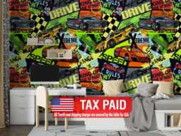 Speed Cars Racing Wallpaper, Boys Room Decor, Peel & Stick Mural - thumbnail 1