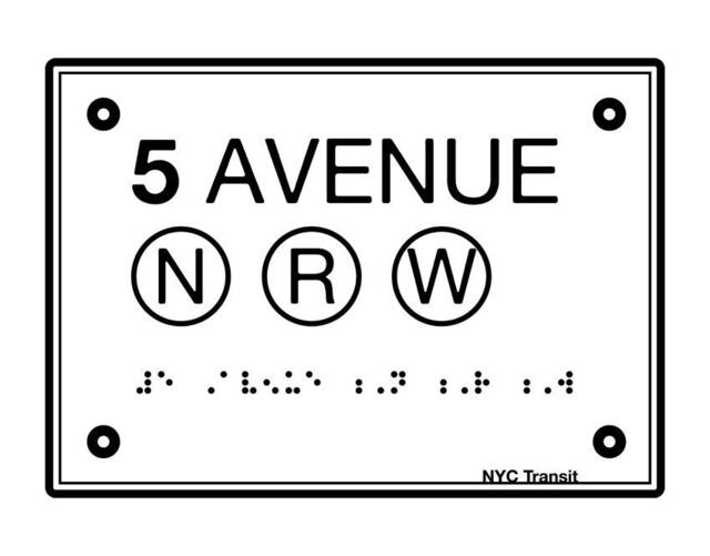 5Th Avenue Subway Sign Wall Decal Nyc Braille Art - image 1