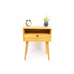 Solid Cherry Nightstand/Bedside Table - One Drawer & Shelf Available in Other Woods Mid Century Modern - thumbnail 2