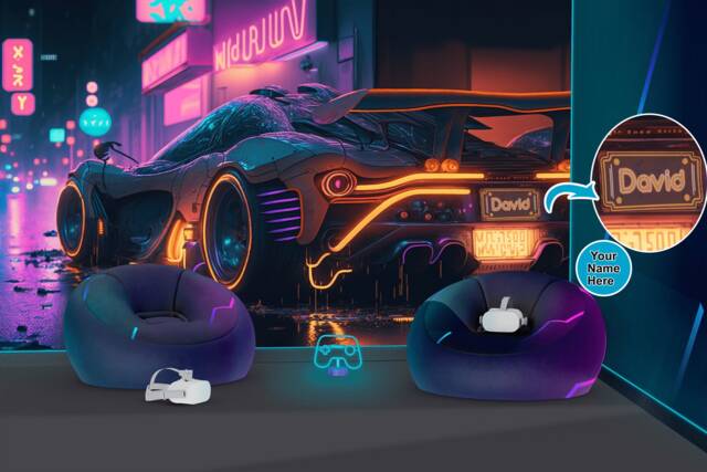 Neon Sport Car Kids Decal, Personalized Name Wall Sticker Peel & Stick Wallpaper - image 1