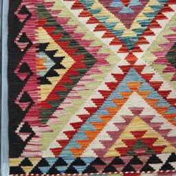 Multicolour Rug, Handmade Artisan Afghan Turkish Scandinavian Navajo Bohemian Flatweave Wool Kilim 156x84 cm - thumbnail 4