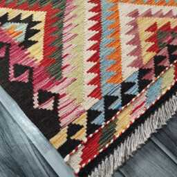 Multicolour Rug, Handmade Artisan Afghan Turkish Scandinavian Navajo Bohemian Flatweave Wool Kilim 156x84 cm - thumbnail 2