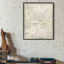 Boston Map, 1850 Antique Map Of Massachusetts Vintage Map Print Home Decor Wall Art Gift Large - thumbnail 4
