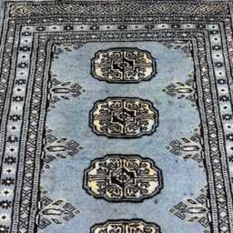 2x3 Denim Blue Bokhara Rug - Washable Small Wool Living Room Hand Knotted Doormat Bathmat - thumbnail 3