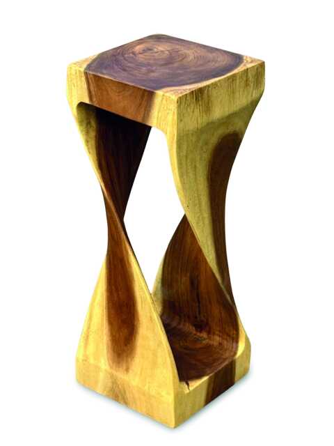 Suar Wood Twist Side Table High 80cm - image 1