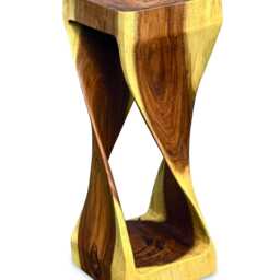 Suar Wood Twist Side Table High 80cm - thumbnail 3