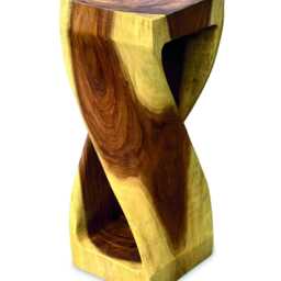 Suar Wood Twist Side Table High 80cm - thumbnail 2
