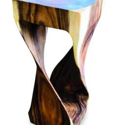 Suar Wood Twist Side Table High 80cm - thumbnail 4