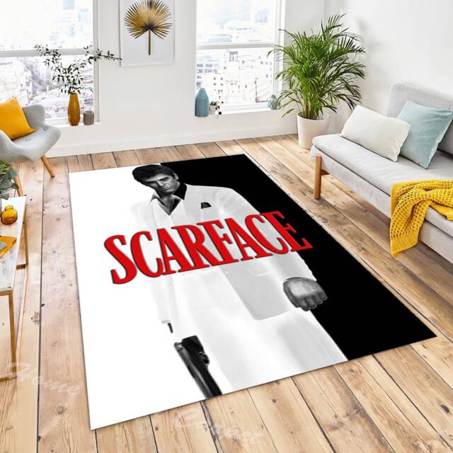 Scarface Rug, Fan Gift, Large & Small Size Tony Montana, Unisex Lover Movie Room Office Design