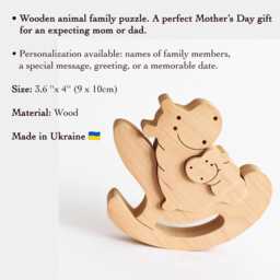 Personalized Wooden Hippo Family Keepsake - First Father's Day Gift - thumbnail 3