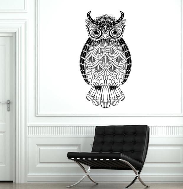Wall Vinyl Owl Bird Cool Tribal Ornament Mural Decal Sticker 1760Dz - image 1