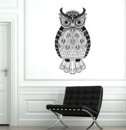 Wall Vinyl Owl Bird Cool Tribal Ornament Mural Decal Sticker 1760Dz - thumbnail 1
