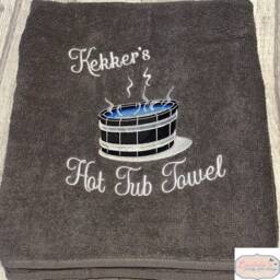 Personalised Hot Tub Towel, Embroidered Design, Custom Name Pool Party House Warming, Wedding Gifts - thumbnail 2