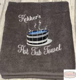 Personalised Hot Tub Towel, Embroidered Design, Custom Name Pool Party House Warming, Wedding Gifts - thumbnail 1