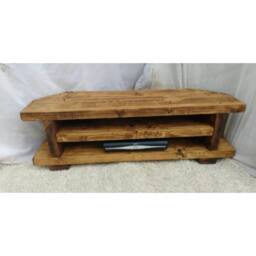 Corner Rustic Pine Tv Unit Solid Wood Stand/Cabinet Rustic Pine Wax Finish - thumbnail 3