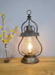 Industrial/Vintage Style Battery Powered Led Lantern - Wireless Large Decorative Lamp Decor Distressed Look Antiqued