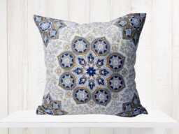 Medallion Pillow Cover in Blue From Jaclyn Smith Home Collection With Trend Fabrics - thumbnail 1