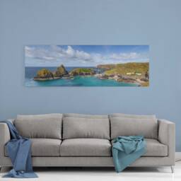 Kaynance Cove Panoramic Canvas Print - Coastal Beach Landscape Wall Art, Large Decor UK - thumbnail 2