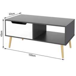 Modern Grey Coffee Table With Drawers & Storage Shelves For Living Room - thumbnail 4