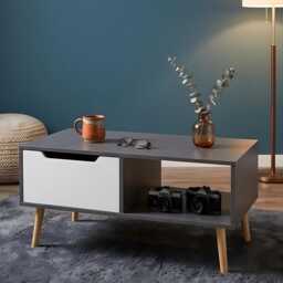 Modern Grey Coffee Table With Drawers & Storage Shelves For Living Room - thumbnail 2