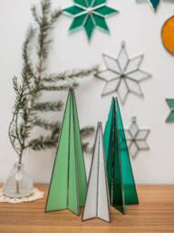 Modern Stained Glass Christmas Trees Tabletop Centerpiece Home Decoration