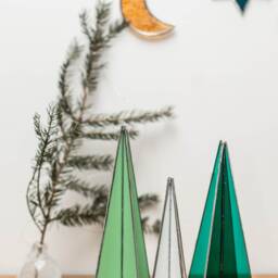 Modern Stained Glass Christmas Trees Tabletop Centerpiece Home Decoration - thumbnail 3