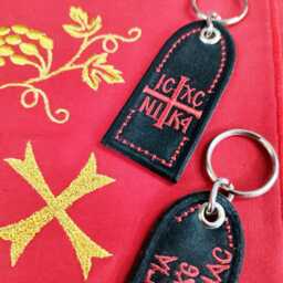 Gold-Embroidered Theotokos Prayer Keychain With Holy Myrrh - thumbnail 3