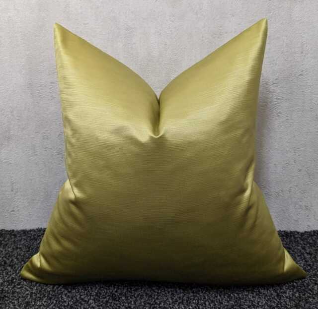 Yellowish Green Satin Cushion Cover - Modern Accent Pillow - image 1
