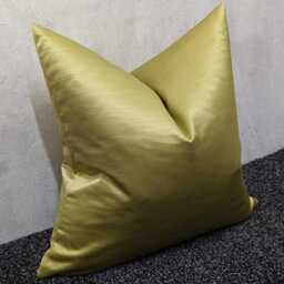 Yellowish Green Satin Cushion Cover - Modern Accent Pillow - thumbnail 2